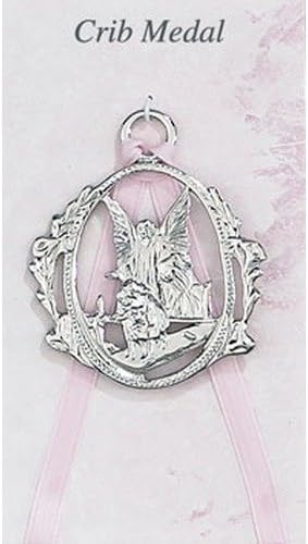 McVan Inc. Guardian Angel Crib Medal Pink - Décor Gift Religious PW6-P-MCVAN - LeafyLoom