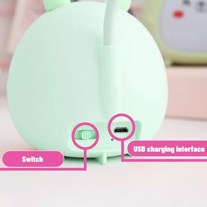 Portable LED Desk Lamp with Night Light Cute Bunny Foldable USB Charge Reading Light for Bedroom Kids Bedside Study (Green) - LeafyLoom