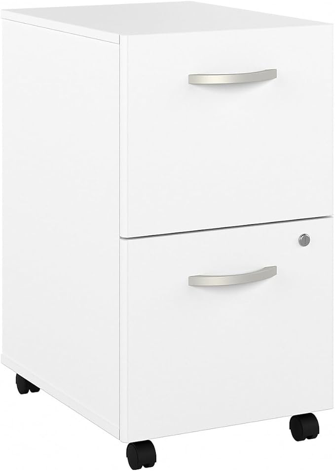 Bush Business Furniture Hybrid 2-Drawer Mobile File Cabinet, Letter/Legal, White, 20-inch (HYF116WHSU-Z) - LeafyLoom