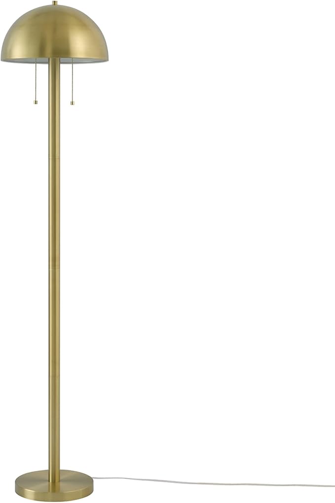 Globe Electric 65786 Haydel 60" 2-Light Floor Lamp, Matte Brass, Double On/Off Pull Chain, Bulb Not Included - LeafyLoom