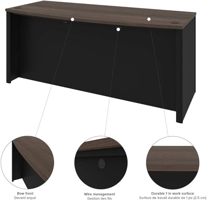 Bestar Connexion Desk Shell, 72W, Antigua & Black - LeafyLoom