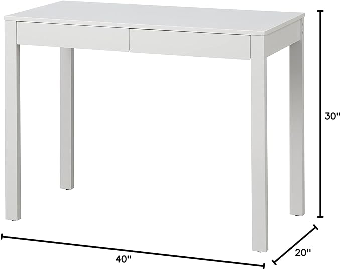 Target Marketing Systems Gabby Home Office, Study Room, Vanity or Bedroom, Computer 2 Drawers, Contemporary Style Desk with Storage, 40” x 20”, White - LeafyLoom