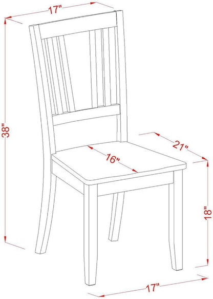 East West Furniture HLDU5-MAH-W 5 Piece Dining Set Includes a Round Dining Room Table with Pedestal and 4 Kitchen Chairs, 42x42 Inch, Mahogany - LeafyLoom