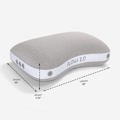 Bedgear Flow Cuddle Curve Pillow - Size 2.0 - Breathable Side Sleeper Pillow - Soft Bed Pillow - Hypoallergenic and Removable Cover - 20" W x 26" L x 5.75" H - LeafyLoom