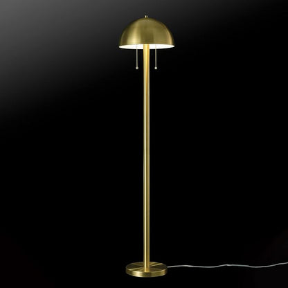 Globe Electric 65786 Haydel 60" 2-Light Floor Lamp, Matte Brass, Double On/Off Pull Chain, Bulb Not Included - LeafyLoom