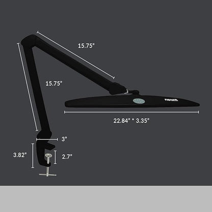 Neatfi Elite HD XL Task Lamp, 3 Adjustable Light Modes, 22 Inches Wide, 2260 Lumens, 84PCS SMD LED, Super Bright Desk Lamp, Non-Polar Dimming (CCT with Clamp, Black, 22 Inches) - LeafyLoom