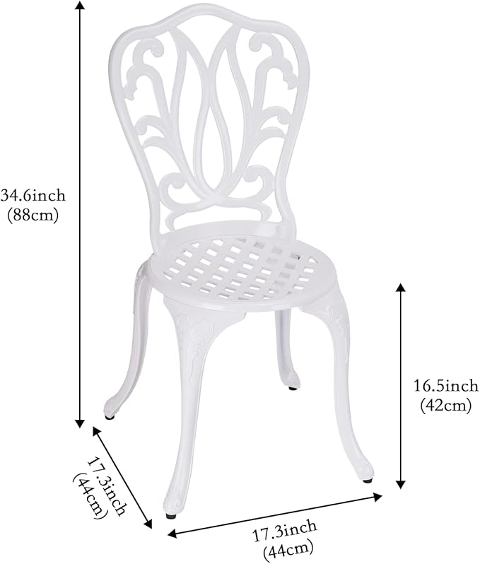 3 Piece Bistro Set,Outdoor Patio Set,Anti-Rust Cast Aluminum Bistro Table Set for Park Yard Front Porch Furniture(New White)… - LeafyLoom