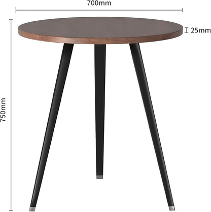 Round Modern Wooden Dining Table Cocktail Table with Aluminum Legs for Kitchen Living Room Leisure Coffee Table, Light, Self-Assembly,27.6"*29.5" (W*H) - LeafyLoom