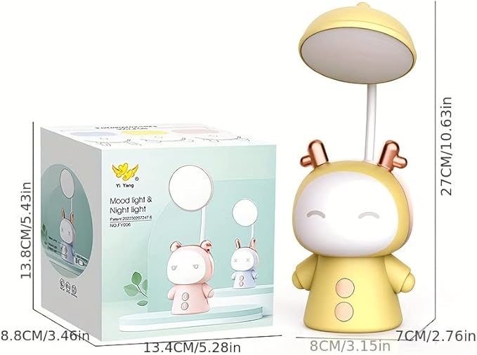 Cartoon Led Desk Lamp Fun Cute Learning Folding Rechargeable Eye Protection Student Children Kids Reading Night Light Bedside Gradient Colour - LeafyLoom