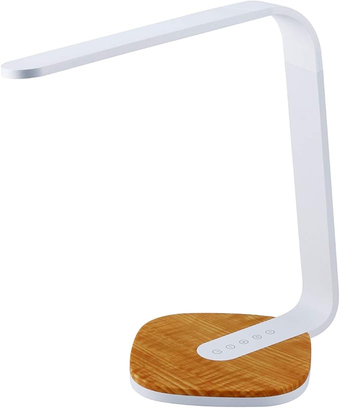 BLACK+DECKER LED Dimmable Desk Lamp with Wood Grain Base, 3 Dimming Levels, USB Ports,7W, White (VLED1818-BD) - LeafyLoom