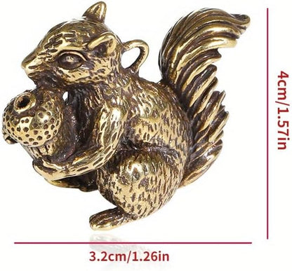 Vintage Solid Brass Squirrel Figurine - Adorable Desk Decor for Collectors - Perfect Home or Office Accent(Squirrel) - LeafyLoom