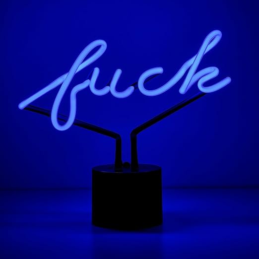 Amped & Co ® - "F*ck" Neon Desk Light, 9"x11.5" - Light Up Sign, Blue Neon Sign, Fuck Off Neon Sign - LED sign light up decor, Cool Neon Signs - LeafyLoom