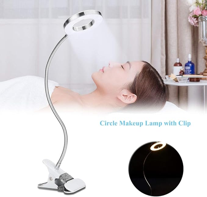 Desk Lamp with Clamp, Mini LED Lamp USB Rechargeable Warm/White Light Changeable Eye Protection Bed Light for Night Reading, Tattoo, Eyelash Extension, Make Up Lamp - LeafyLoom