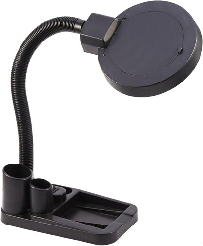 Magnifier with Light and Stand,Adjustable 40 LED Magnifying Desk Lamp Light Magnifier & Desk Lamp Illuminated Lighting 5X 10X Stand Magnifier Crafts Glass Tabletop Lamp with Pen Container - LeafyLoom