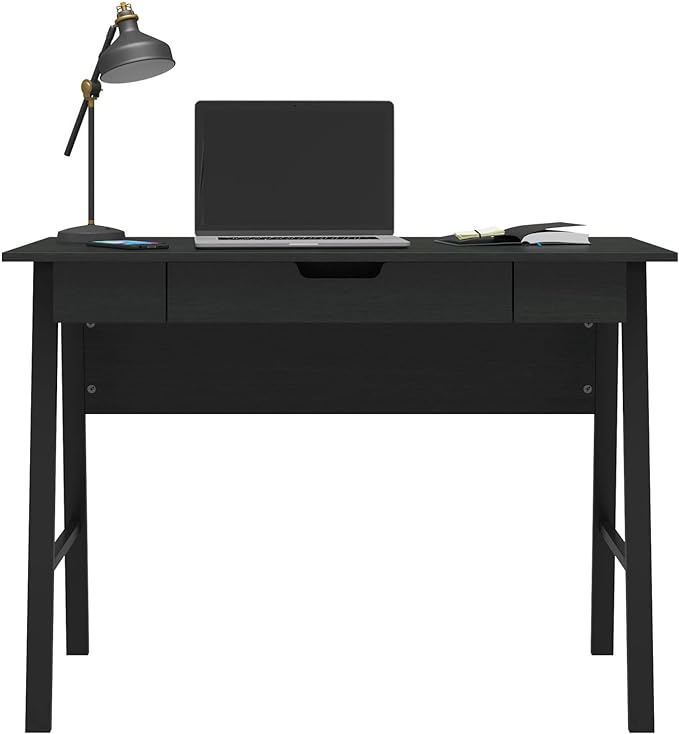 Ameriwood Home Oxford Computer Desk with Drawer, Black Oak - LeafyLoom