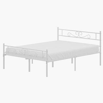 VECELO Full Size Bed Frame with Headboard, 14 Inch Metal Platform Mattress Foundation, No Boxing Spring Needed, Squeak Resistant, Easy Assembly, White - LeafyLoom