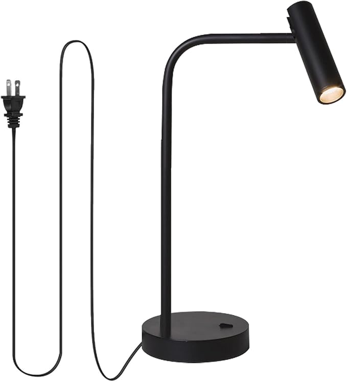 ZEROUNO Metal Desk Lamp, Eye-Caring Reading Table Lamp, Study Lamps with Flexible Adjustable Swing Arm, Table Lamp for Bedside Office Study Reading Work (Black) - LeafyLoom