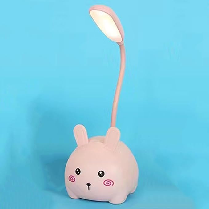 Cute LED Desk Lamp, LED Eye Protection Desk Lamp, Mini Rabbit Lamp, Portable LED Table Light, Foldable Kids Night Light for Bedroom, Living Room, Studing Room (Pink) - LeafyLoom