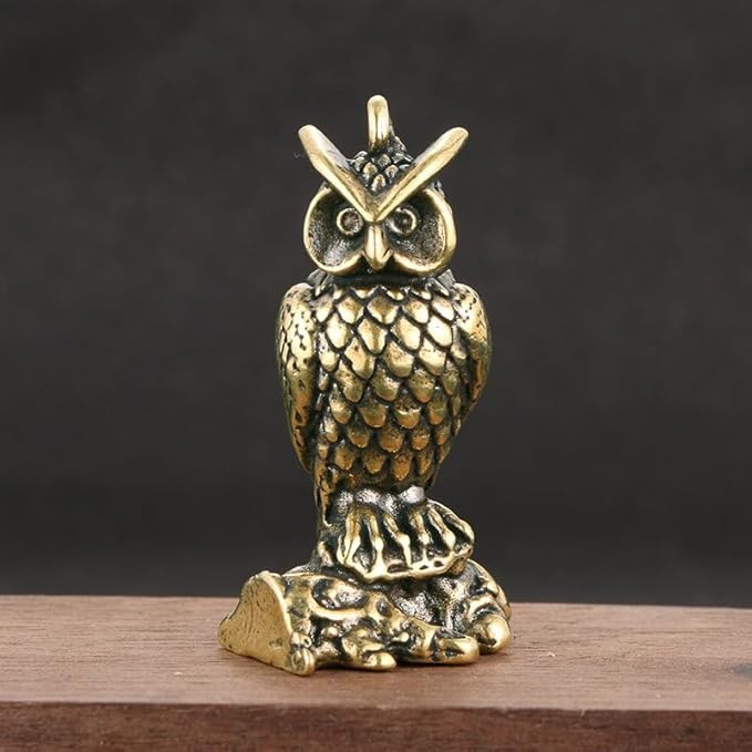 Vintage Solid Brass Owl Figurine - Adorable Desk Decor for Collectors - Perfect Home or Office Accent(Little Owl) - LeafyLoom