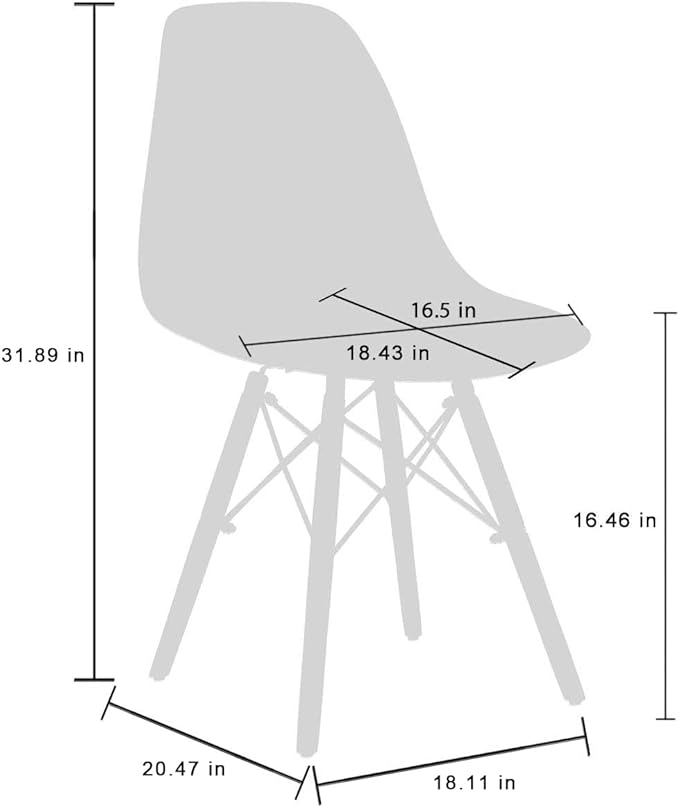 CangLong Modern Mid-Century Side Chair Dining Chair with Natural Wood Legs for Kitchen, Living, Dining Room, Set of 2, Blue - LeafyLoom