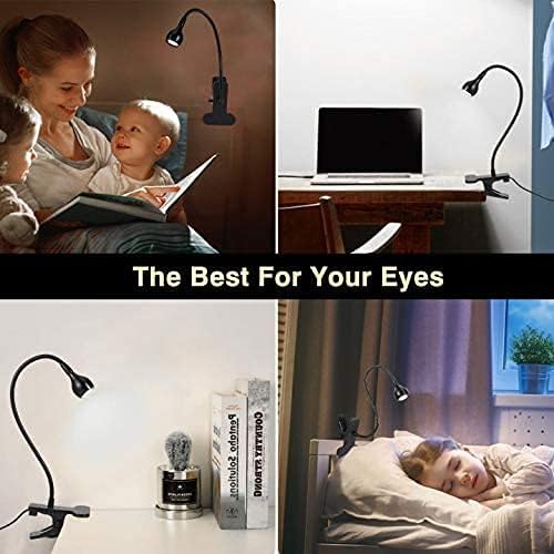 LED Desk Lamp, Ymiko USB Clip-on Reading Lights Eye Protection Book Clamp Light, 360 ° Flexible Gooseneck Clamp Lamp for Home Study Reading Kid's Room(Black) - LeafyLoom