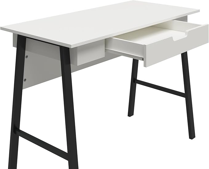 Ameriwood Home Oxford Computer Desk with Drawer, White/Black - LeafyLoom