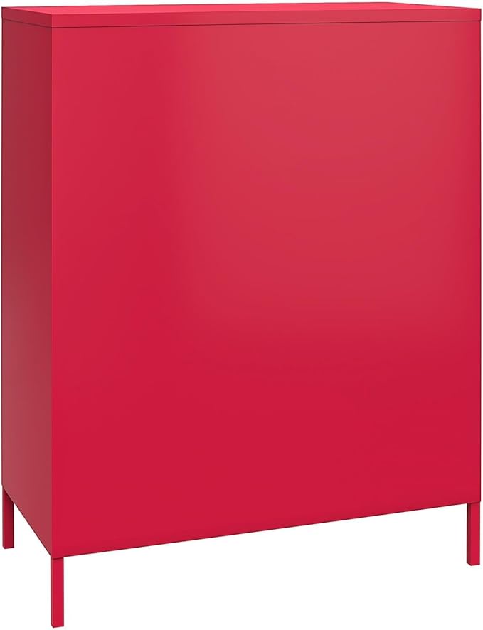 Novogratz Cache 2 Door Metal Locker-Style Storage Accent Cabinet, Magenta - LeafyLoom