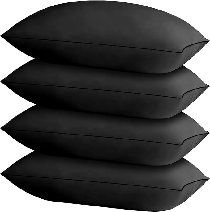 HIMOON Bed Pillows for Sleeping 4 pack,Queen Size Cooling Pillows Set of 4,Top-end Microfiber Cover for Side Stomach Back Sleepers(Black) - LeafyLoom