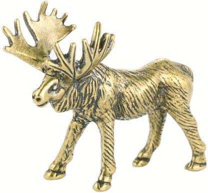 Vintage Solid Brass Elk Figurine - Festive Desk Decor for Collectors - Perfect Holiday Accent(Elk) - LeafyLoom