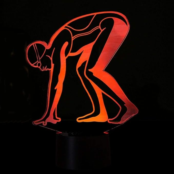 Optical Illusion 3D Sports Swimming Night Light 16 Colors Changing USB Power Remote Control Touch Switch Decor Lamp LED Table Desk Lamp Children Kids Christmas Xmas Brithday Gift - LeafyLoom