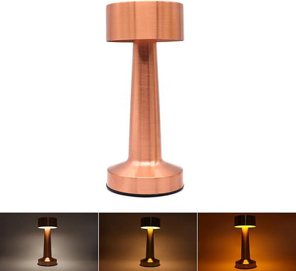 Cordless Portable LED Table Lamp with Touch Sensor, Dimmable Gold Yellow White 3 Colors, Rechargeable Desklamp Night Light for Kids Nursery Bedroom Bedside Lamp (Rose Gold) - LeafyLoom