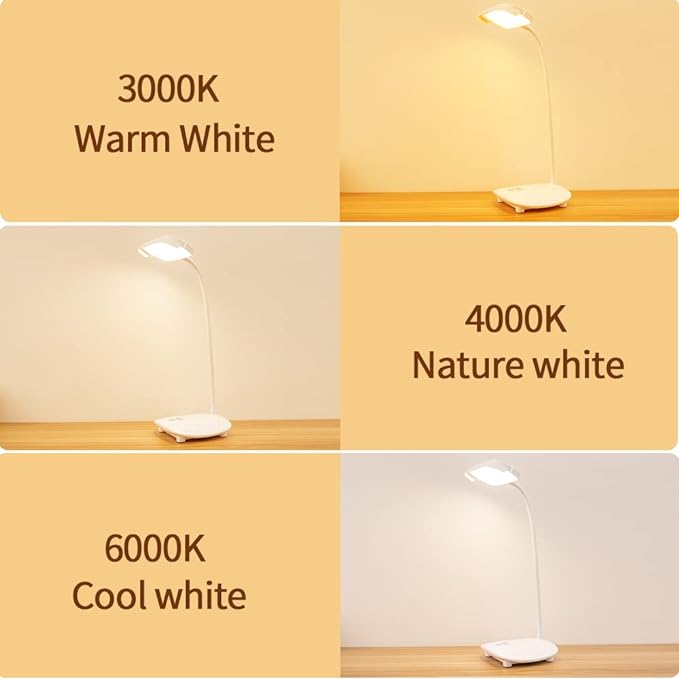 Cordless Desk Table Lamp Reading Light 40 Led Rechargeable Big Battery, Touch 3 Modes,2 Ways Power,Dimmable,Gooseneck,Small Portable Bedroom Bedside Lamp - LeafyLoom