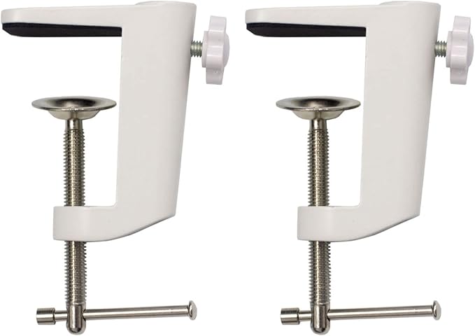 Desk lamp Clamp: 2PACK 1/2 Enlarge Hole Replacement C Clamp for Desk Light,Magnifying Glass with Light,Table Mic Stand,Mic Arm Desk Mount,Swing Arm Phone Holder,for Home Office Work Task (WHITE) - LeafyLoom