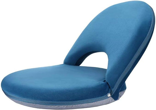 Nnewvante Floor Chair Adjustable Back Support Chair Foldable Meditation Seating Suede-Like Fabric Multiangle Cushioned Recliner for Adults Kids Video-Gaming Reading Watching, Navy - LeafyLoom