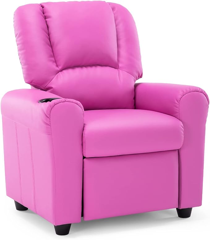 JC HOME CANDY Kids Chair Leather Recliner Sofa Toddler Youth Children Child Ages 3-7, Blush Pink - LeafyLoom