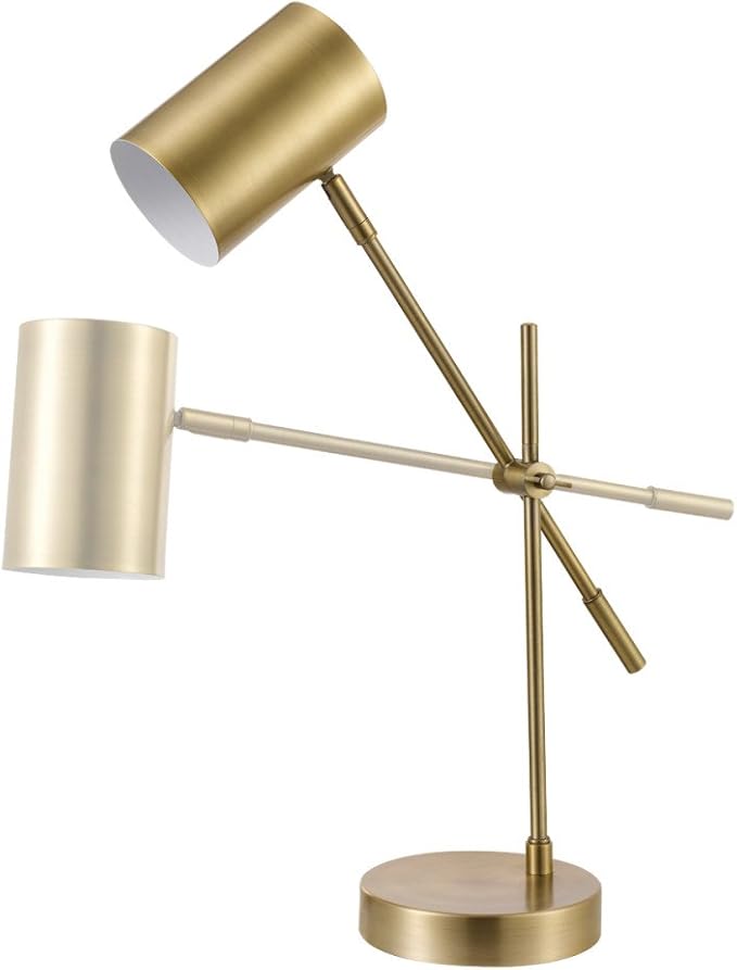 Globe Electric 52098 Pratt 20" Desk/Table Lamp, Matte Brass Finish, Adjustable Height, Balance Arm, in-Line Rocker On/Off Switch - LeafyLoom