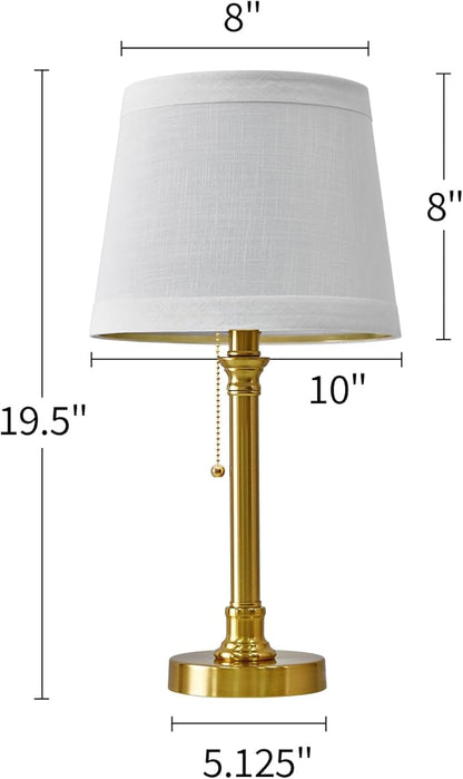 Oneach 19.5'' Gold Table Lamp for Living Room Nightstand Modern Lamps Brass Table Lamp for Bedroom Metal Bedside Lamp with White Drum Shade - LeafyLoom