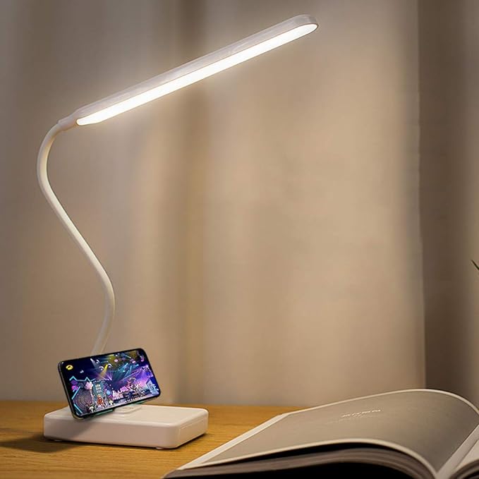 Cordless Desk Table Lamp Reading Light Rechargeable Battery 2200m,Touch 3 LED Modes,Dimmable,Small,Gooseneck, Highest 17.7",Lamp for Kids Bedroom Bedside - LeafyLoom