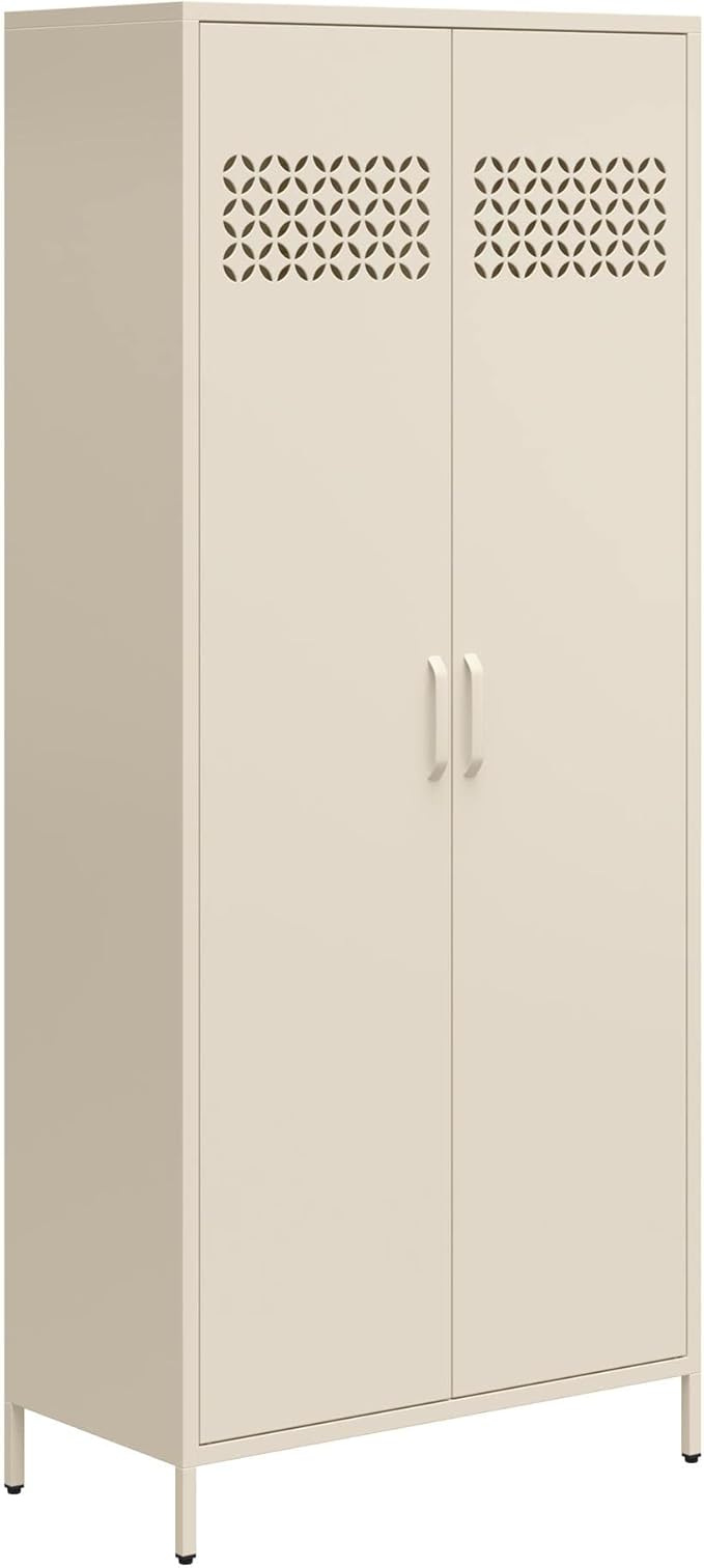 Mr. Kate Annie Tall Metal 2 Door Cabinet, Parchment - LeafyLoom