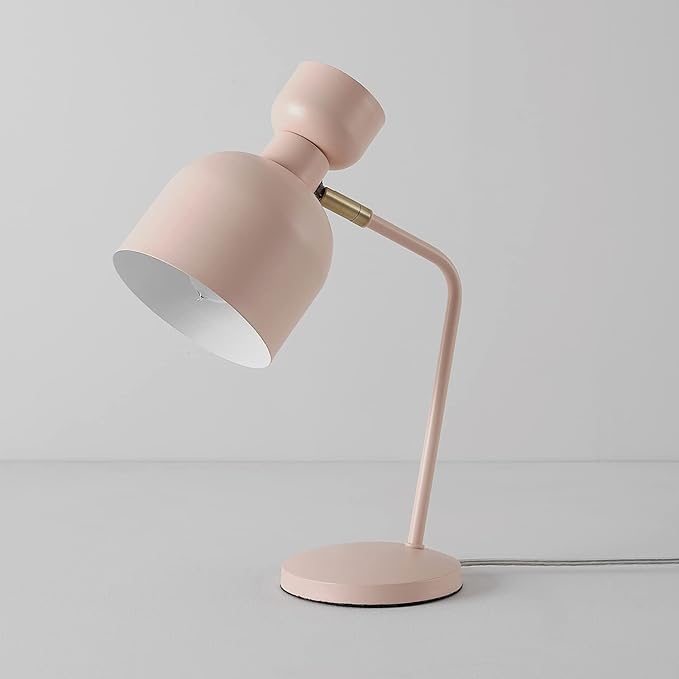 Globe Electric 52297 Harper 16" Desk Lamp, Matte Pink, Matte Brass Pivot Joint, in-Line On Off Switch - LeafyLoom