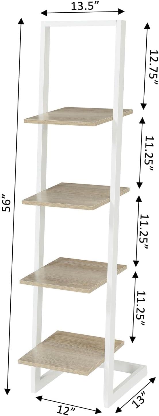 Convenience Concepts Designs2Go 4 Tier Ladder Bookshelf, Ice White / White - LeafyLoom