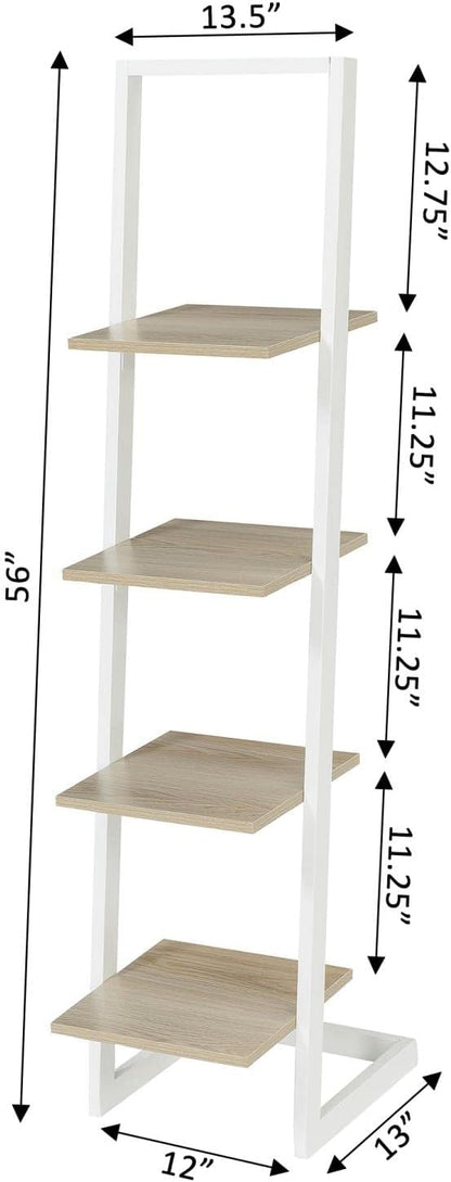 Convenience Concepts Designs2Go 4 Tier Ladder Bookshelf, Ice White / White - LeafyLoom