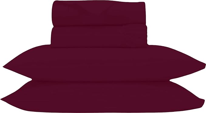 Egyptian Cotton Sheets Queen Size 1000 Thread Count, 4 Piece Soft & Comfortable Bed Linen Set, Hotel Quality Queen Size Bedding Set, Fits Upto 18" Mattress, Cool Durable Sheets & Pillowcases, Burgundy - LeafyLoom