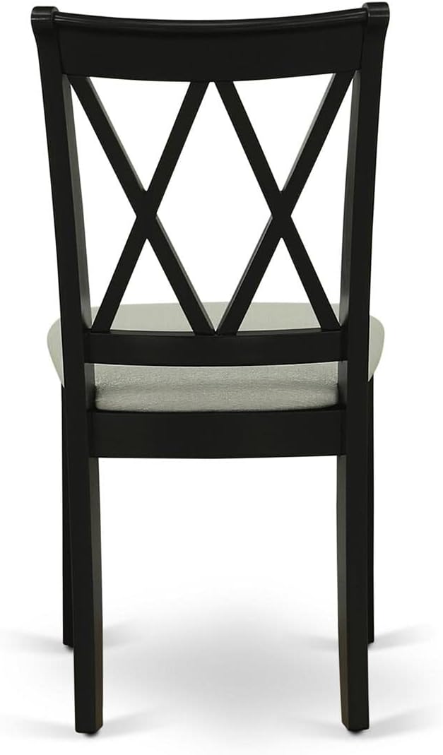 East West Furniture CLC-BLK-C Clarksville Dining Room Chairs - Linen Fabric Upholstered Wood Chairs, Set of 2, Black - LeafyLoom