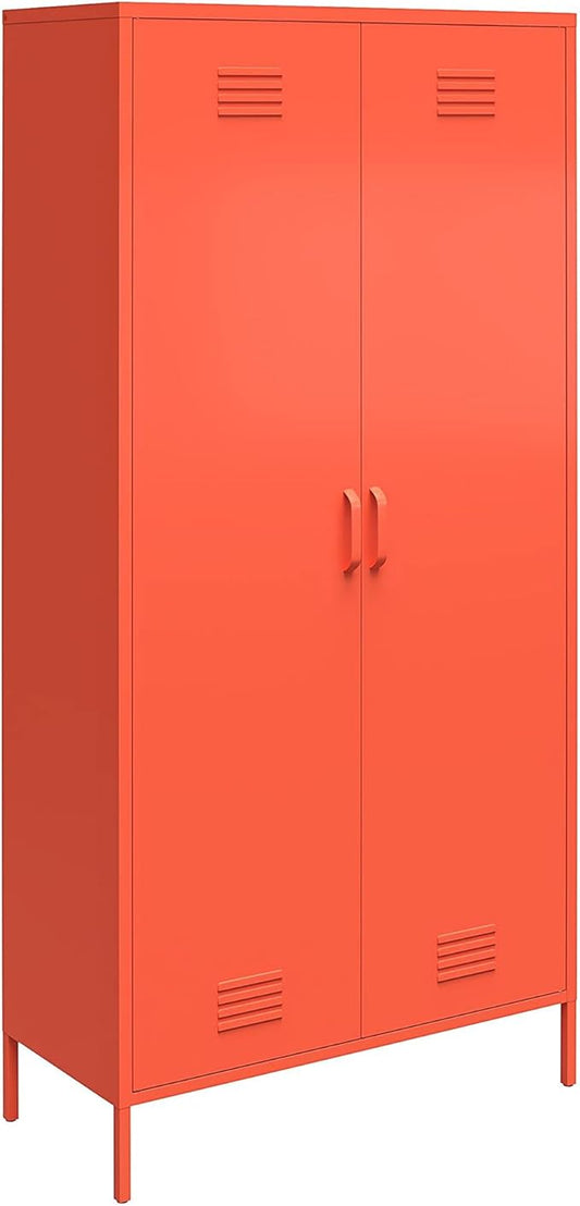 Novogratz Cache Tall 2 Door Metal Locker Cabinet, Orange - LeafyLoom