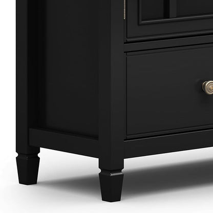 SIMPLIHOME Connaught Low Storage Cabinet, 46 inch, Black - LeafyLoom