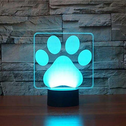 3D Dog Paw Modelling Night Light Touch 16 Color Change LED Table Desk Lamp Acrylic Flat ABS Base USB Home Decoration Toy Birthday Xmas Kid Children Gift - LeafyLoom