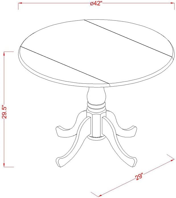 East West Furniture DMGA3-AWA-03 3 Piece Dinette Set for Small Spaces Contains a Round Dining Table with Dropleaf and 2 Brown Linen Fabric Parsons Dining Chairs, 42x42 Inch, Walnut - LeafyLoom