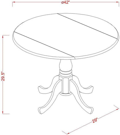 East West Furniture DMGA3-AWA-03 3 Piece Dinette Set for Small Spaces Contains a Round Dining Table with Dropleaf and 2 Brown Linen Fabric Parsons Dining Chairs, 42x42 Inch, Walnut - LeafyLoom