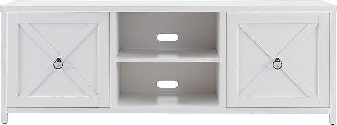 Henn&Hart Rectangular TV Stand for TV's up to 80" in White, TV Stands for the Living Room - LeafyLoom